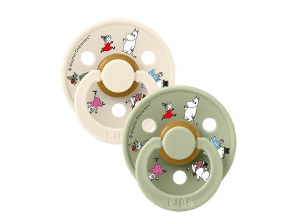 BIBS Moomin Colour cumlik z prirodneho kaucuku 2ks velkost 2 Friends Ivory Sage Mix 12031101 5713795273447