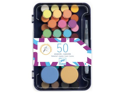 dj09784 sada 50 vodovych farieb so stetcom a zasobnikom na vodu