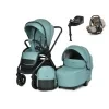 Novinka kočík El Camino PRESTIGE V3 4v1, Jade Green + Autosedačka El Camino i-FIX ME Natural Beige 40-87cm 0-13kg + El Camino ISOFIX i-FIX Base 360