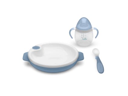 Nuvita Set termotanierku so silikónovou lyžičkou a hrnčekom, Powder Blue