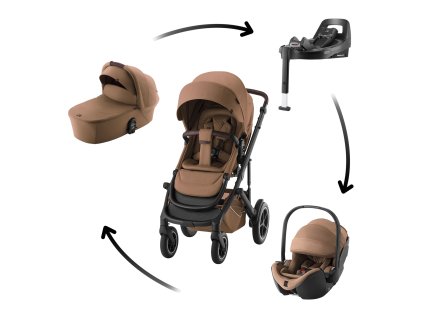 Britax Römer Set kočárek Smile 5Z + hluboká korba + autosedačka Baby-Safe PRO + Vario Base 5Z Lux, Warm Caramel