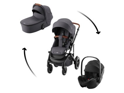 Britax Römer Set kočárek Smile 5Z + hluboká korba + autosedačka Baby-Safe PRO, Midnight Grey