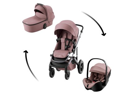 Britax Römer Set kočárek Smile 5Z + hluboká korba + autosedačka Baby-Safe PRO, Dusty Rose