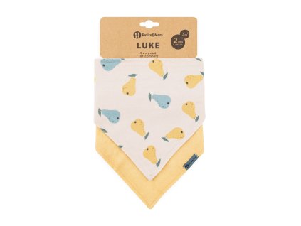 PETITE&MARS Podbradník bandana Luke 2 ks Beige Pears&Intense Ochre 3m+