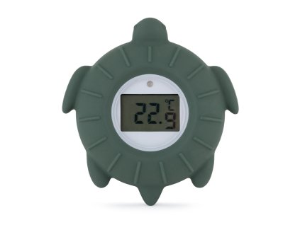 PETITE&MARS Teplomer silikónový digitálny do vody Turtle Terry Misty Green 0m+
