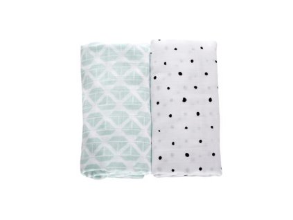 MOTHERHOOD Prikrývka mušelínová 2ks Mint Boats 100x120cm