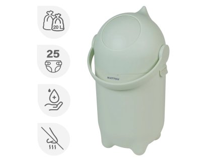 NATTOU Kôš na plienky Dropy Green 27 cm, 20l