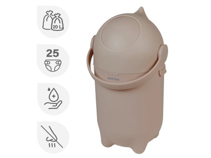 NATTOU Kôš na plienky Dropy Taupe 27 cm, 20l