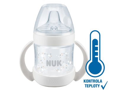 NUK Fľaštička na učenie Nature Sense s kontrolou teploty 150 ml biela