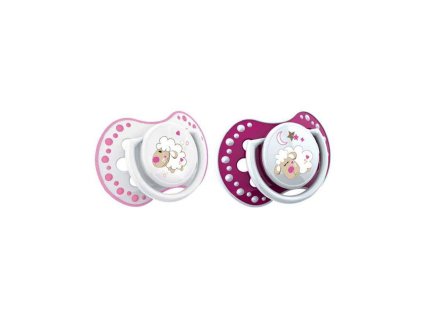 LOVI Silikónový cumlík dynamický Night&Day 6-18m 2 ks - ružová ovečka, dievča