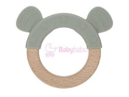 Lässig hrýzatko Teether Ring Wood/Silicone Little Chums cat