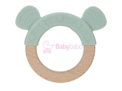 Lässig hrýzatko Teether Ring Wood/Silicone Little Chums dog