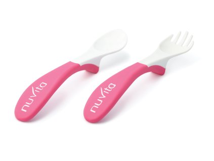 Nuvita Jedálenská súprava lyžička s vidličkou, Pink