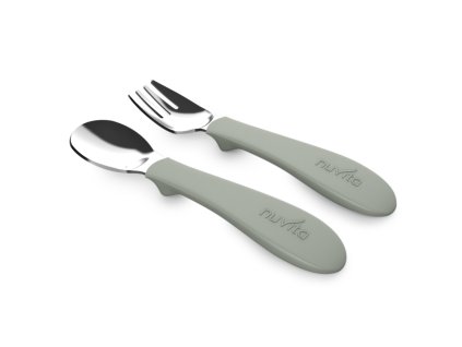 Nuvita Set lžička a vidlička, Sage Green