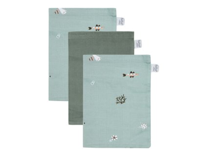 23946 bambusove muselinove zinky bebe jou ocean vibes 3ks zelenosede tyrkysove