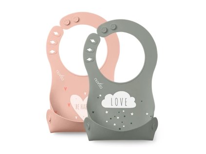 Nuvita Silikonový bryndák, Rose/Green