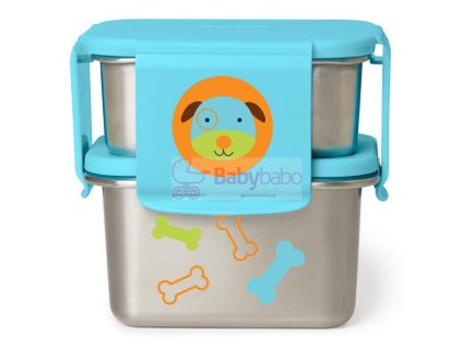 SKIP HOP Zoo Misky nerez Obedár 2 ks Psík 3+