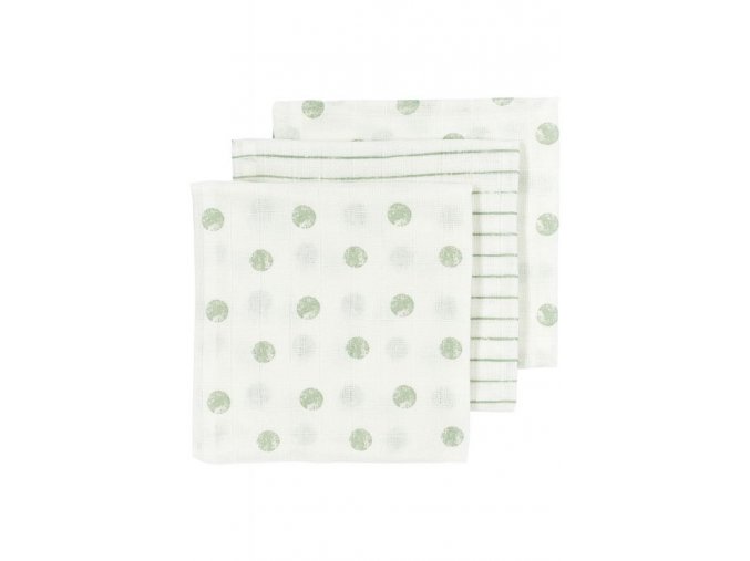 Mušelínové pleny 3-balení - Dot stripe soft green
