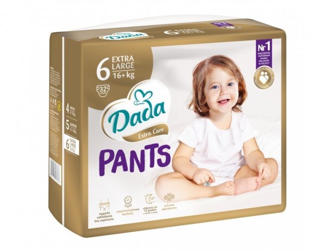 DADA Extra Care Pants Nohavičky plienkové jednorazové 6 Extra Large (16 kg+) 32 ks