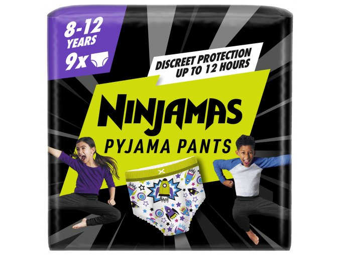 PAMPERS Nohavičky plienkové Ninjamas Pyjama Pants Kosmické lode, 9 ks, 8 rokov, 27kg-43kg