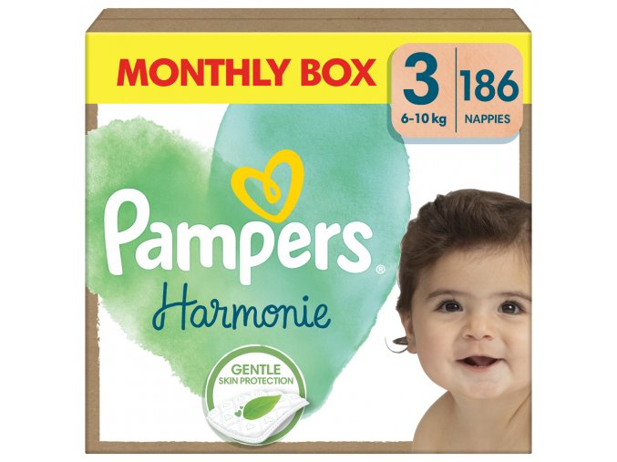 PAMPERS Plienky jednorázové Harmonie Baby veľ. 3, 186 ks, 6kg-10kg