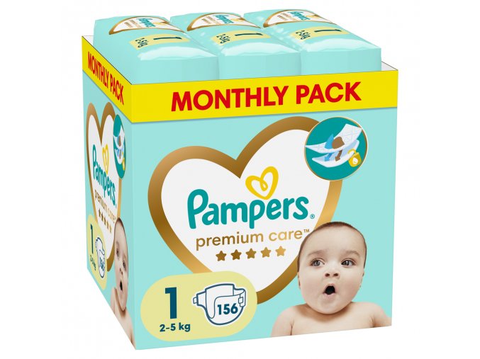 PAMPERS Plienky jednorázové Premium Care veľ. 1, 156 ks, 2kg-5kg