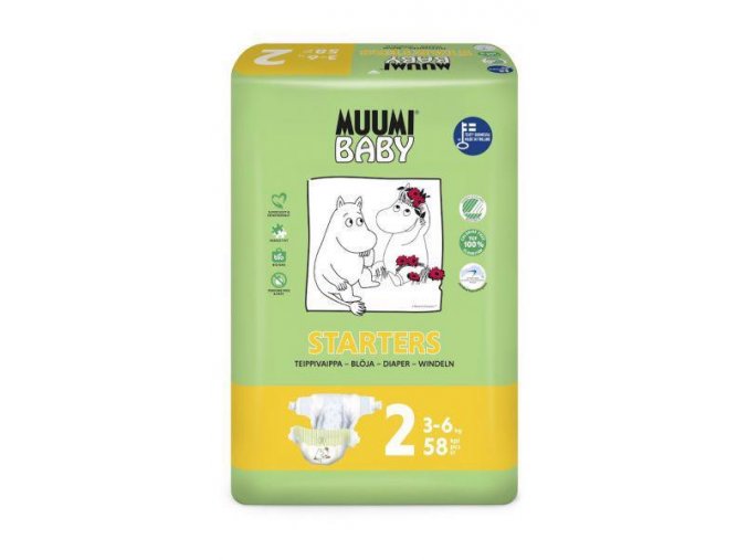 MUUMI Baby Starters Plienky jednorazové 2 (3-6 kg) 58 ks