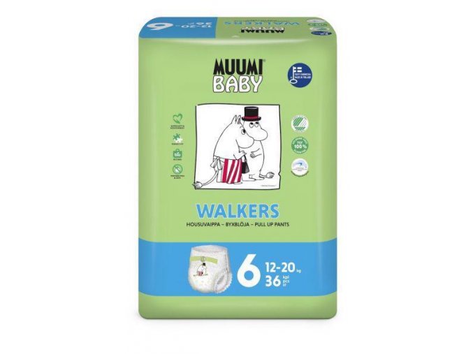 MUUMI Baby Walkers Nohavičky plienkové jednorazové 6 (12-20 kg) 36 ks