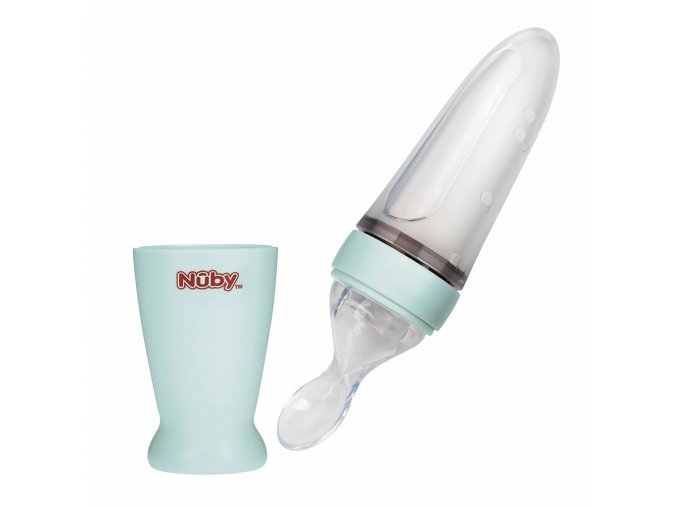 NUBY Kŕmitko silikónové 90 ml 3m+ zelené