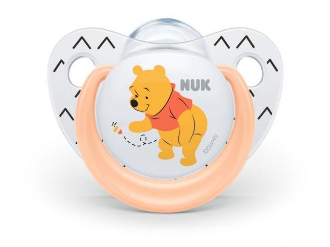 NUK Cumlík Disney - Macko Pú, silikón, V2 (6-18 m.) + box oranžový