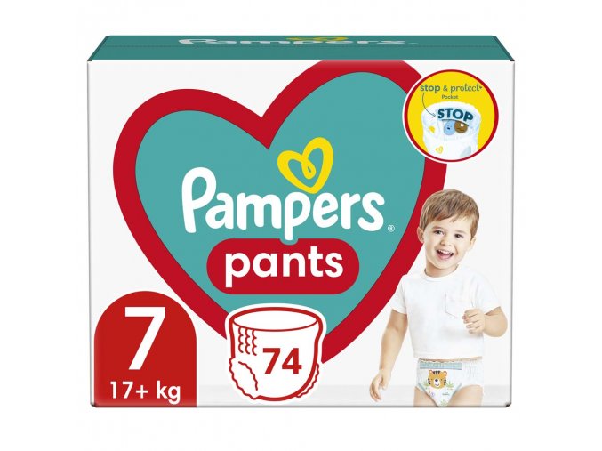 PAMPERS Pants Nohavičky plienkové jednorazové 7 (17 kg+) 74 ks - MEGA PACK