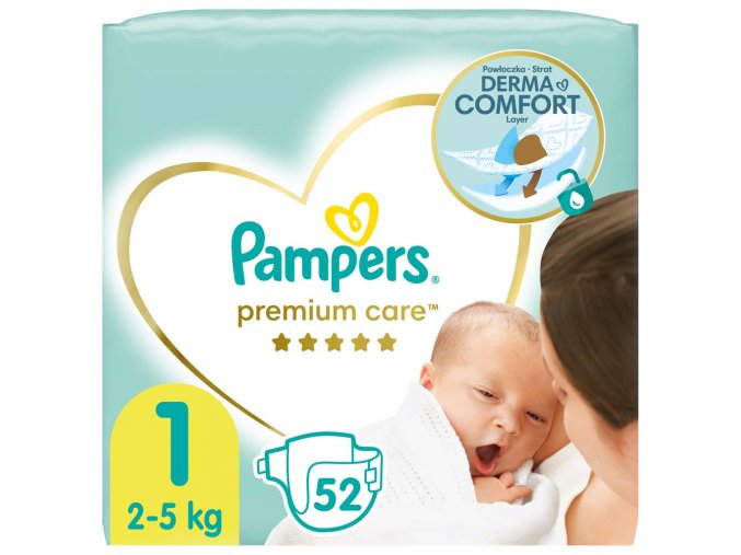 PAMPERS Premium Care Plienky jednorazové 1 (2-5 kg) 52 ks