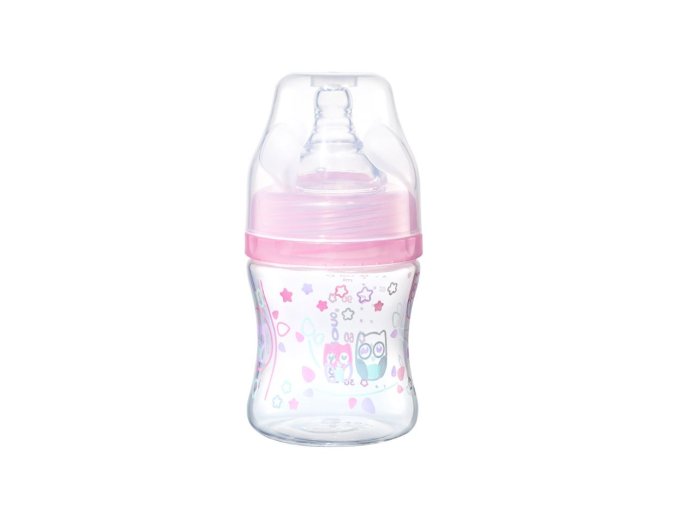 BABYONO Fľaša antikoliková Klasik ružová 120 ml 0m+