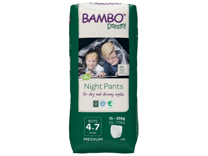 BAMBO Dreamy Night Pants Nohavičky plienkové jednorazové Boys 4-7 rokov (15-35 kg) 10 ks