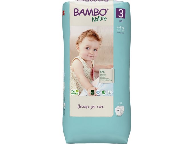 BAMBO Nature Plienky jednorazové 3 M (4-8 kg) 52 ks