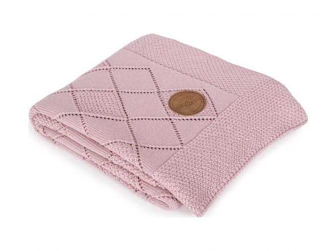 CEBA Deka pletená v darčekovom balení 90x90 ryžový vzor ružová