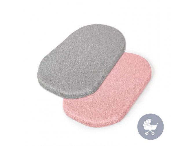 CEBA Plachta do kočíka 73-80x30-37 cm 2 ks Light Grey+Pink