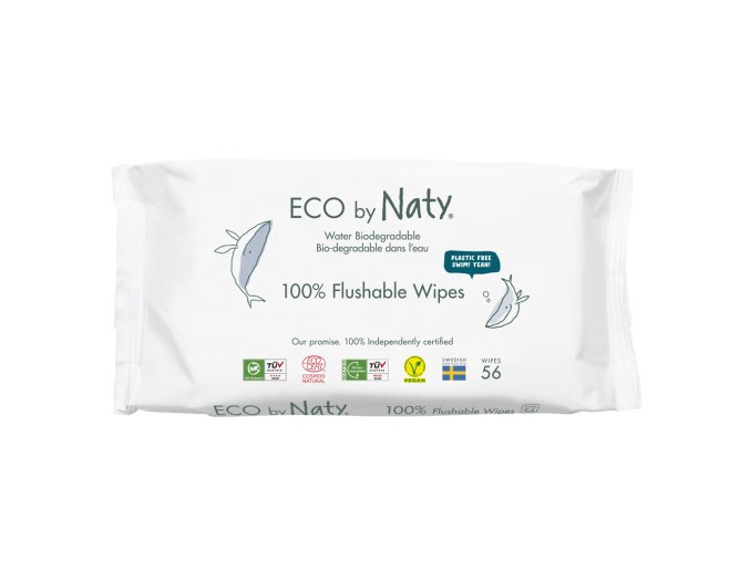 ECO BY NATY Obrúsky vlhčené bez vône splachovateľné 56 ks