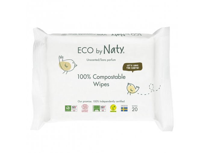 ECO BY NATY Obrúsky vlhčené cestovné neparfumované Sensitive Eco 20 ks