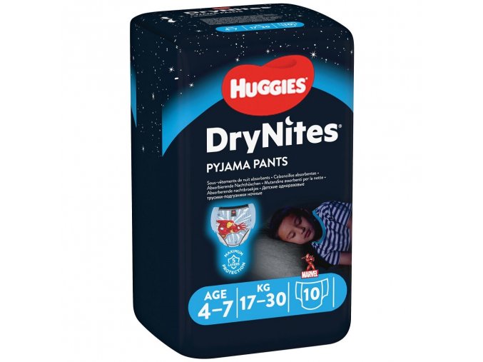 HUGGIES DryNites Nohavičky plienkové jednorazové pre chlapca 4-7 rokov (17-30 kg) 10 ks