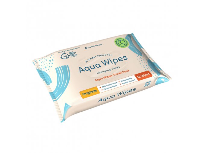 AQUA WIPES BIO Aloe Vera 100% rozložiteľné obrúsky, 99% vody, 12ks