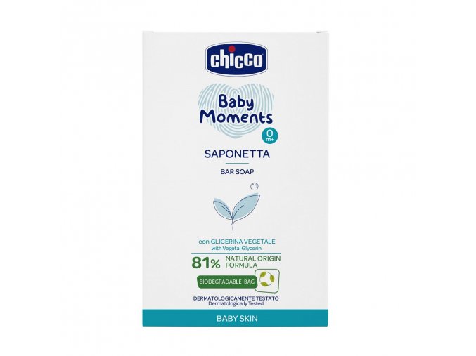 CHICCO Mydlo na ruky tuhé s rastlinným glycerínom Baby Moments 81 % prírodných zložiek 100 g