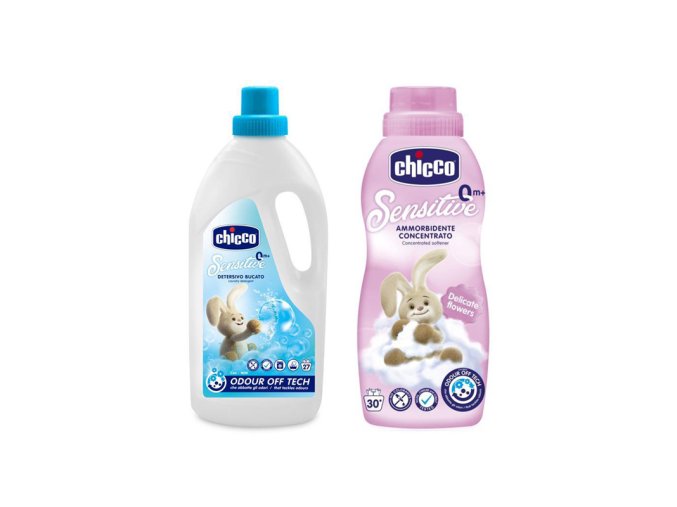 CHICCO Prostriedok prací detský Sensitive 1,5 l + Aviváž konc. Kvetinové objatie 750 ml