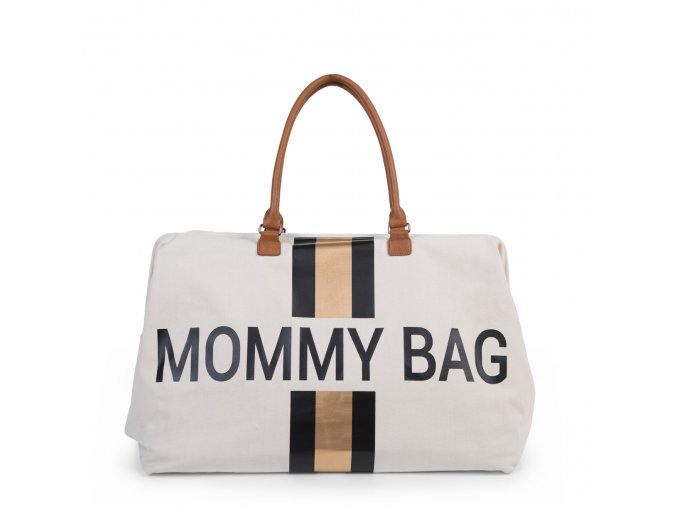 CHILDHOME Prebaľovacia taška Mommy Bag Big Off White / Black Gold