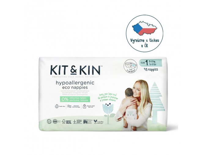 KIT & KIN Plienky jednorazové eko 1 (2-5 kg) 40 ks