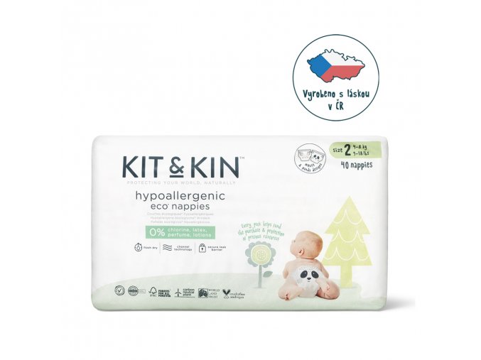 KIT & KIN Plienky jednorazové eko 2 (4-8 kg) 40 ks