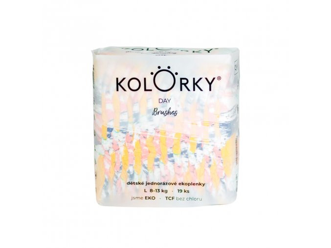 KOLORKY DAY Plienky jednorazové eko, štetec L (8-13 kg) 19 ks