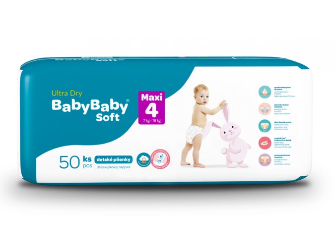 BABYBABY SOFT Plienky jednorazové Ultra-Dry Maxi (7-18 kg) 50 ks