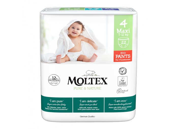 MOLTEX Pure&Nature Nohavičky plienkové jednorazové 4 Maxi (7-12 kg) 22 ks