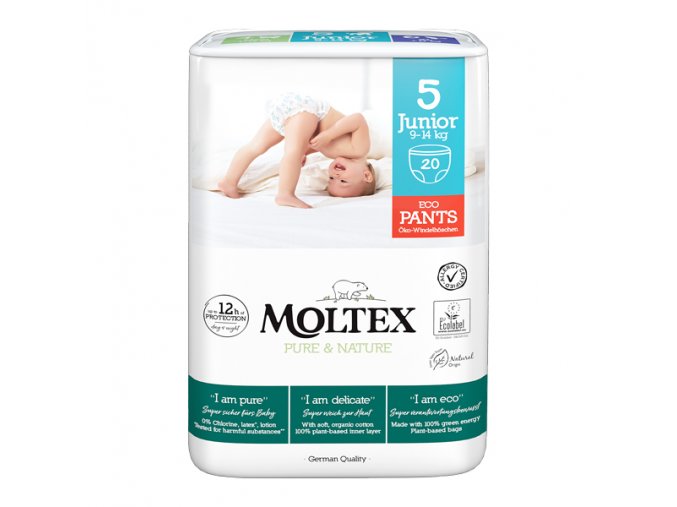 MOLTEX Pure&Nature Nohavičky plienkové jednorazové 5 Junior (9-14 kg) 20 ks